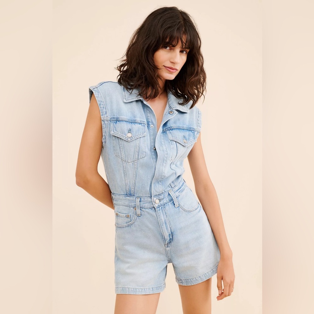 NWT Pistola szXS Lennox Denim Romper in Color-Roma ,Anthropologie - Picture 16 of 16